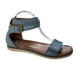 Miz Mooz Verona Collection Blue Shimmer Leather Upper Sandal Size 40 Artsy Boho